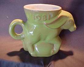 1987 Frankoma DEM Democratic Democrat Party Donkey Yellow Cup Mug 